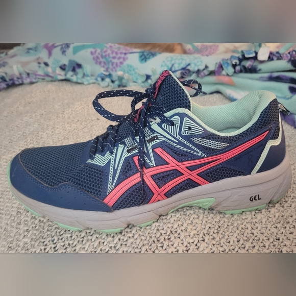 Asics Gel Venture 8 Blue, Mint, Pink Trail Running Shoe 8.5 *Wear - Picture 11 of 15